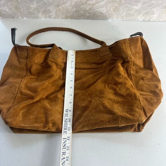 Genuine Leather Made in Italy Shoulder Bag Tote Brown Suede - Picture 12 of 14